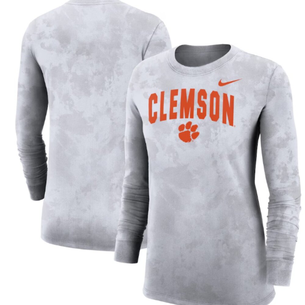 Women's Nike White/Platinum Clemson Tigers Campus Tie-Dye Shirt - Size Small